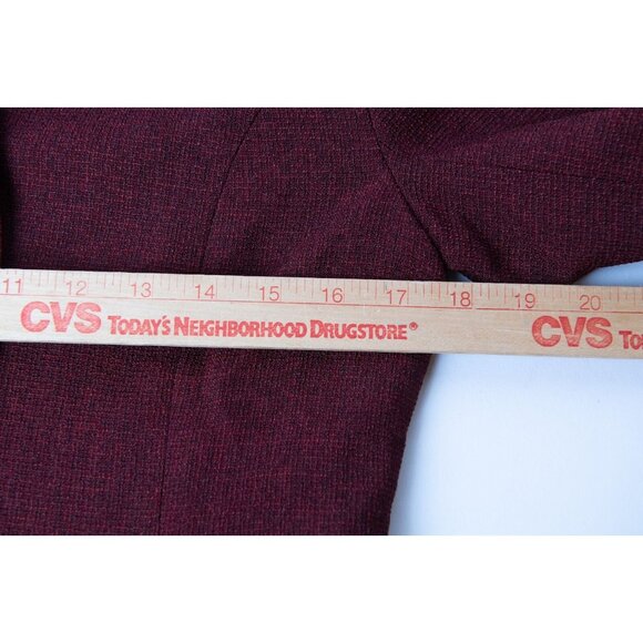 Rihoas Solid Retro Blazer Sz M Burgundy Tweed Vintage Career Gold Buttons NEW - Picture 12 of 13